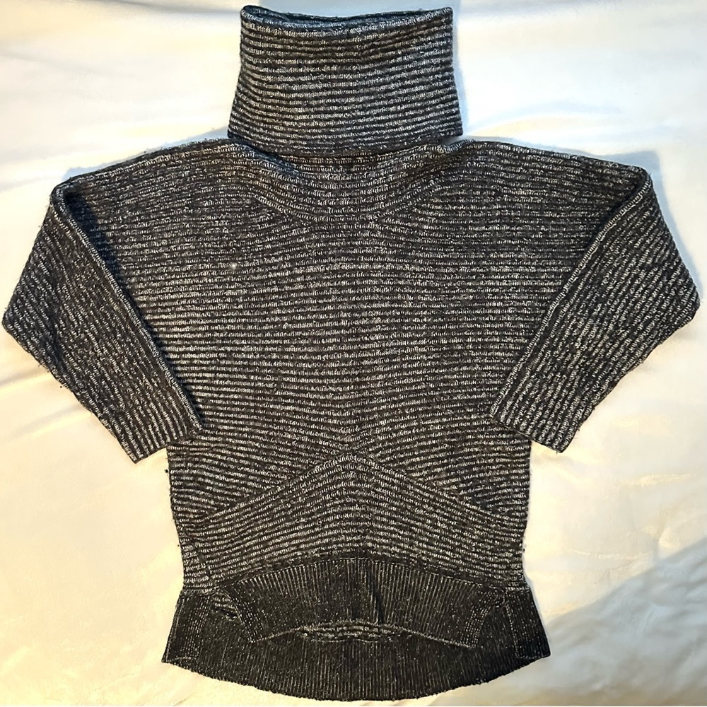 AllSaints Mesa Roll Neck Turtleneck Sweater Womens S Gray Chunky Rib Knit Wool - Picture 2 of 8